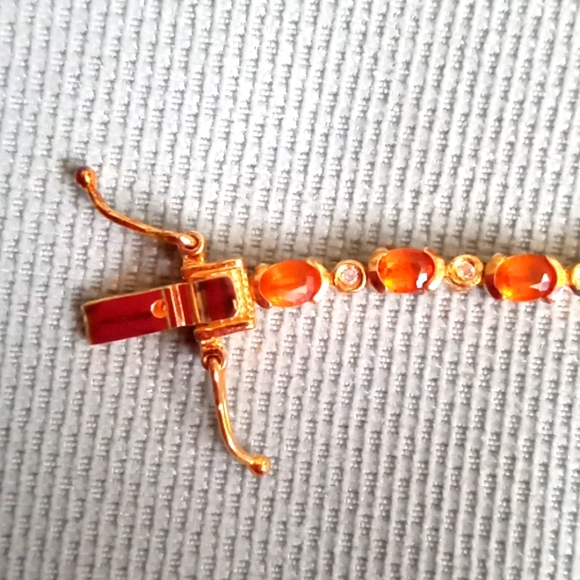 NATURAL TANZANIA TANGERINE KYANITE, WHITE ZIRCON BRACELET - Picture 6 of 9